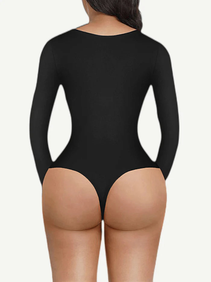 SCULPTING V-NECK LONG SLEEVE BODYSUIT