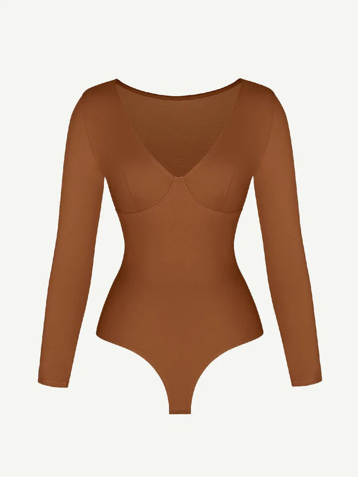 SCULPTING V-NECK LONG SLEEVE BODYSUIT